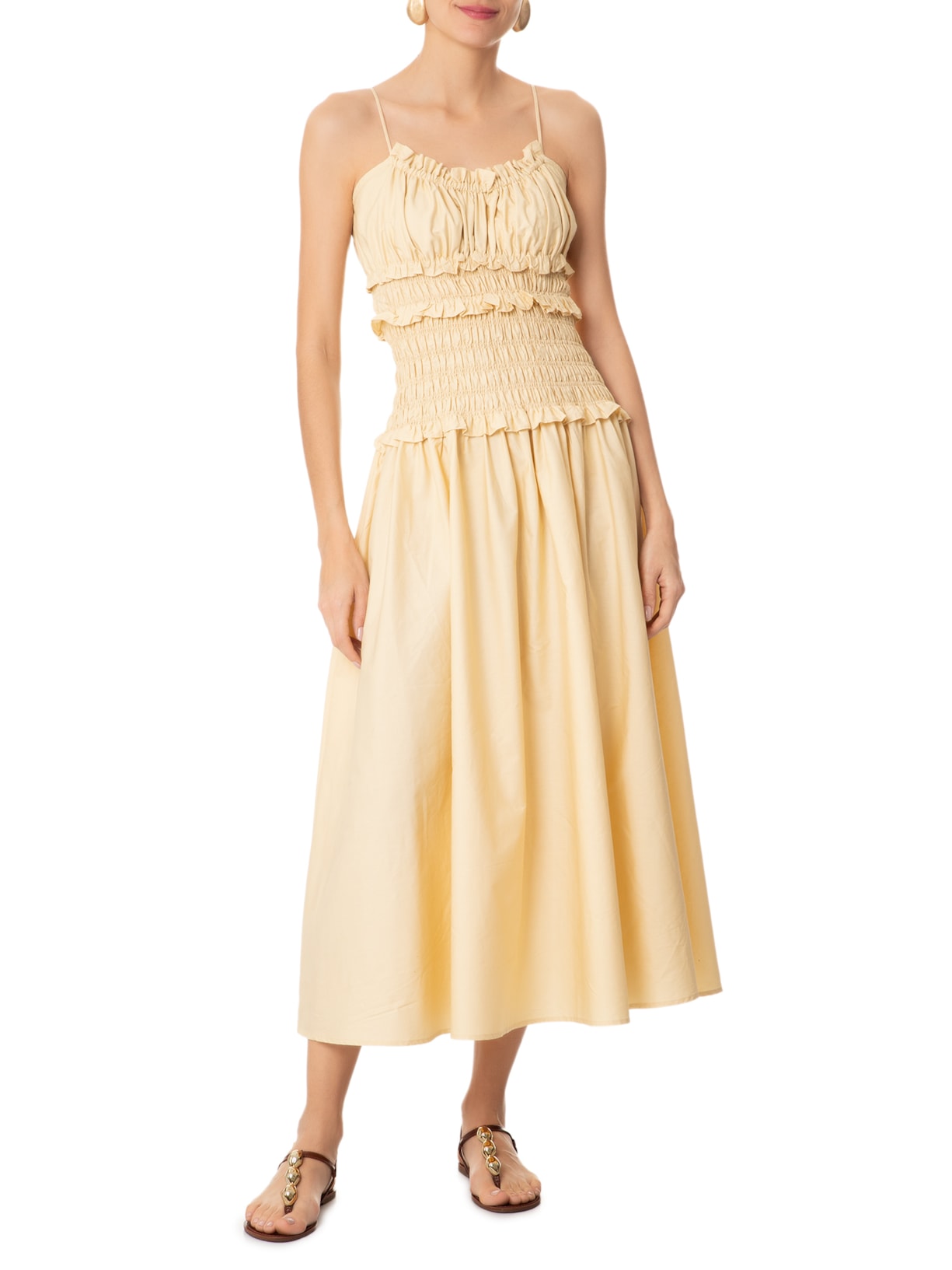 Sandália Feminina Rasteira Couro Slim Metais Marrom Arezzo