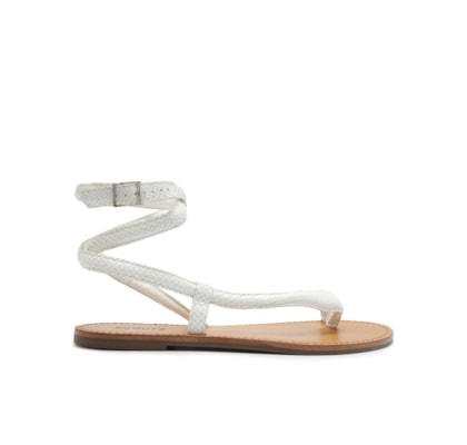Sandália Feminina Rasteira Courtney Couro - Branco