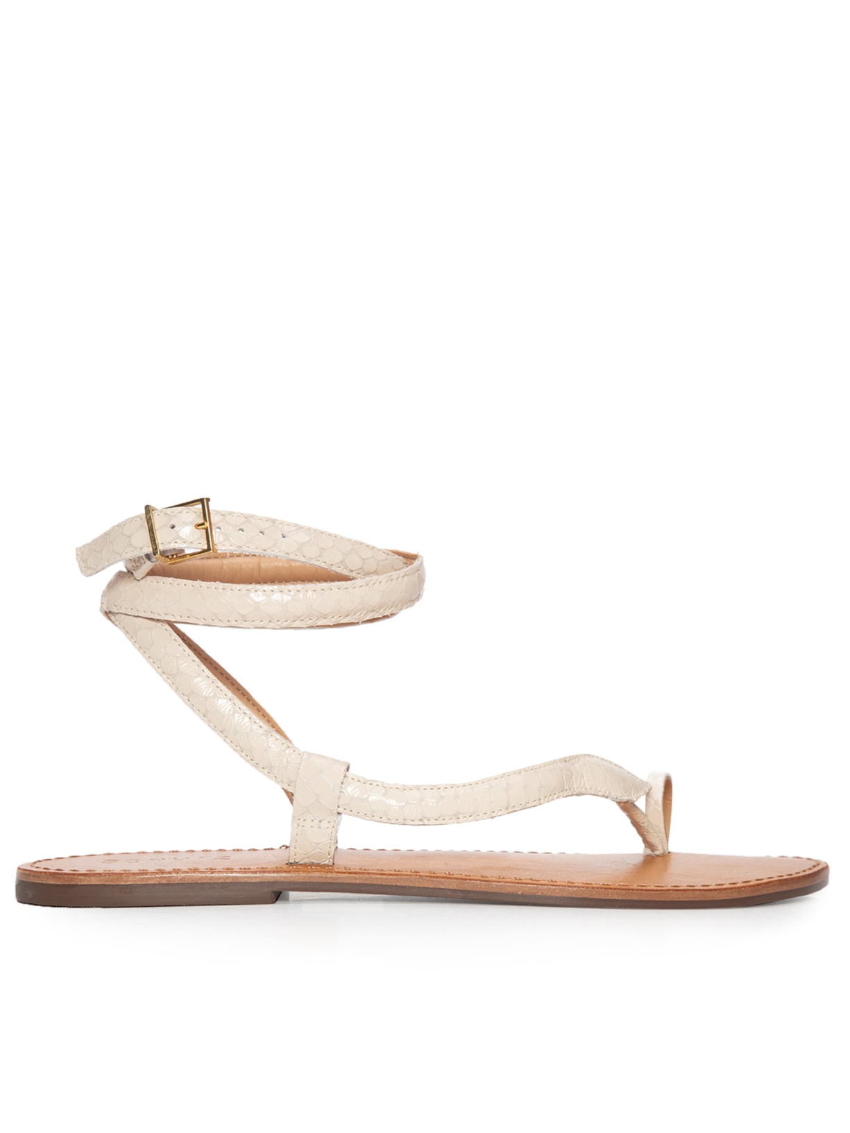 Sandália Feminina Rasteira Courtney Couro Snack - Bege