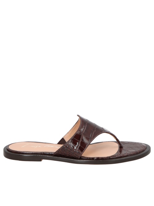 Sandália Feminina Rasteira Croco - Marrom