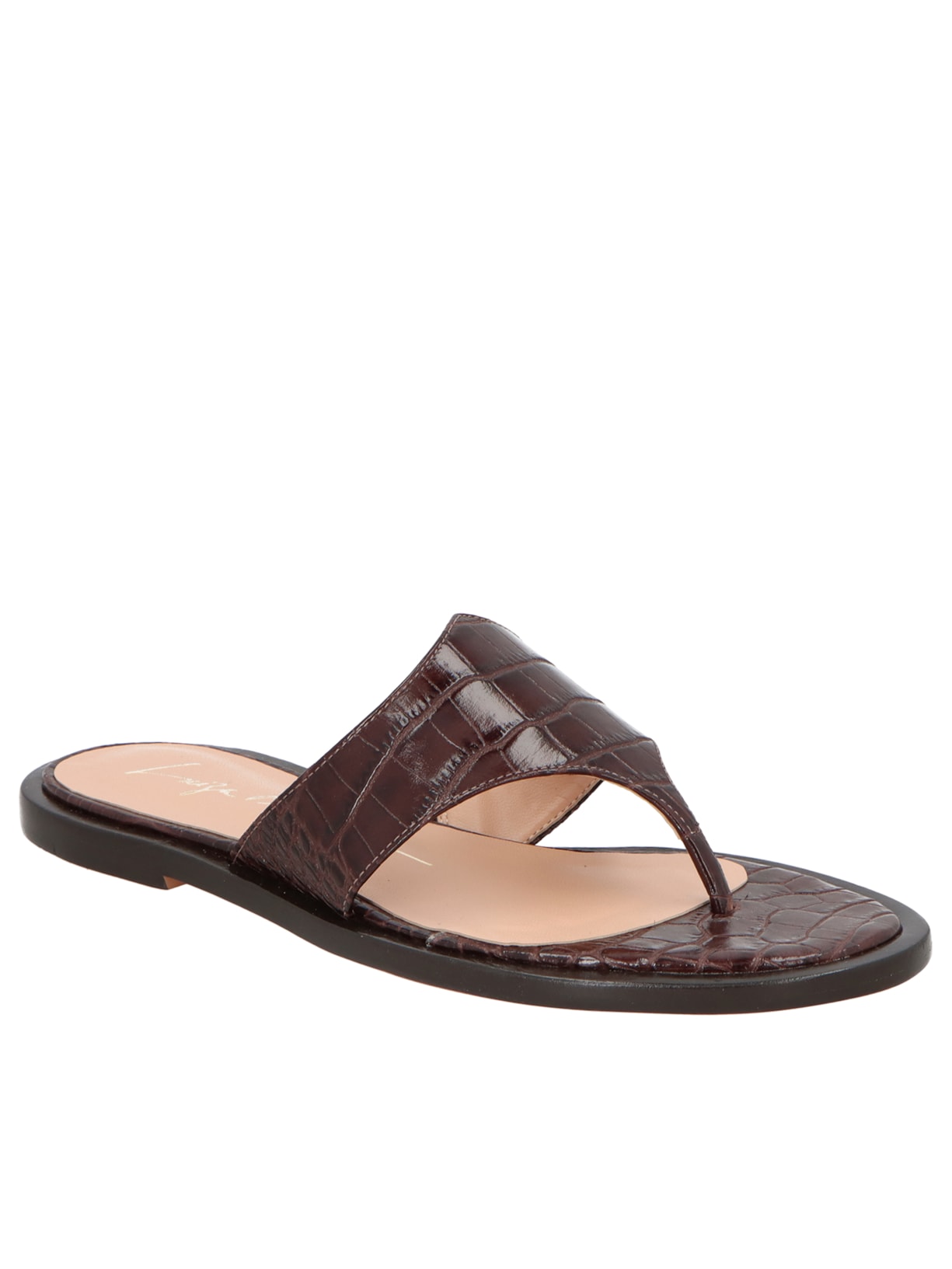 Sandália Feminina Rasteira Croco Marrom Luiza Barcelos