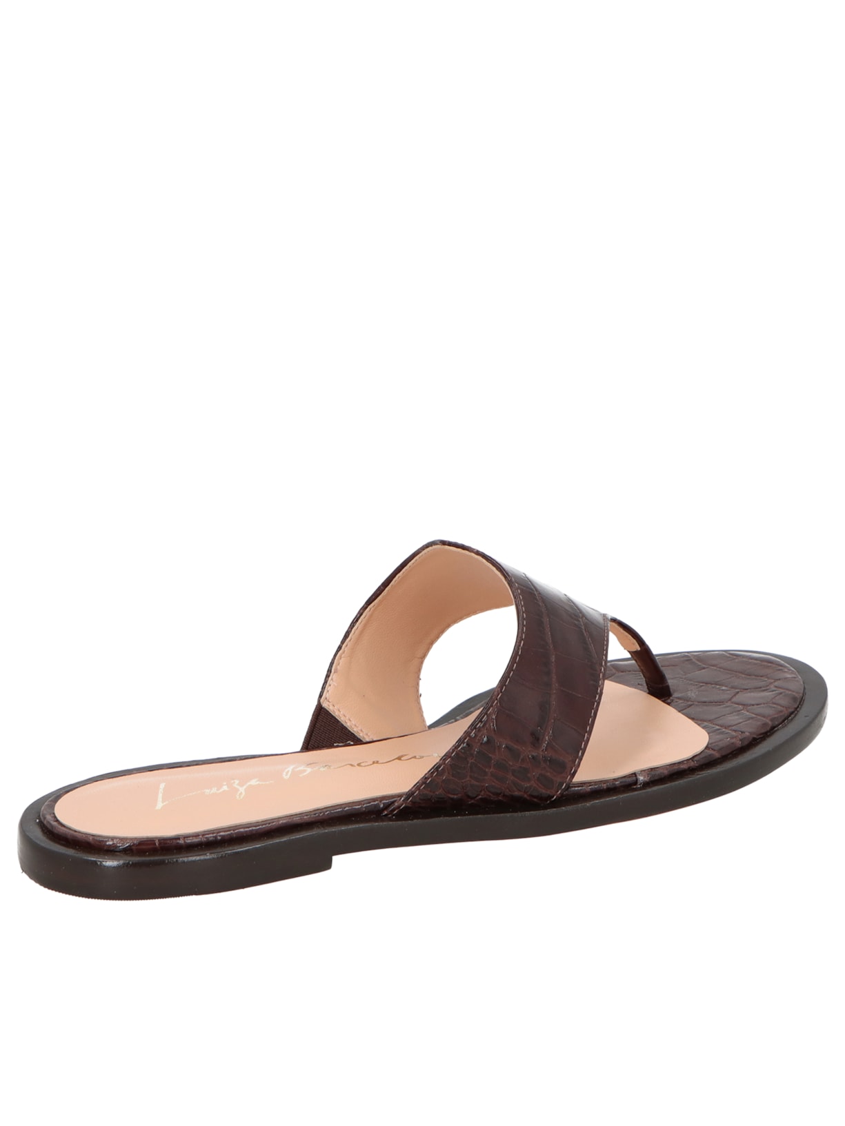 Sandália Feminina Rasteira Croco Marrom Luiza Barcelos