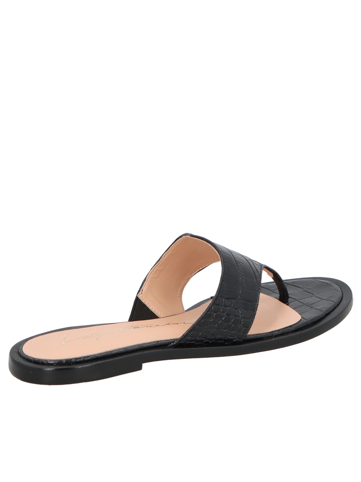 Sandália Feminina Rasteira Croco Preto Luiza Barcelos