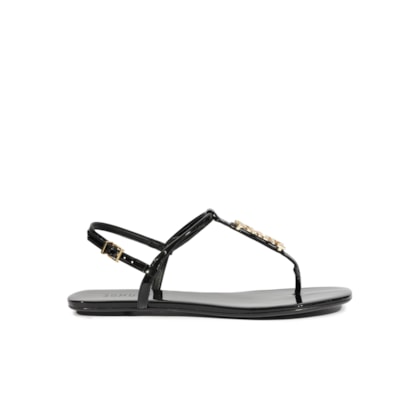 Sandália Feminina Rasteira Crystal Schutz Logo - Preto