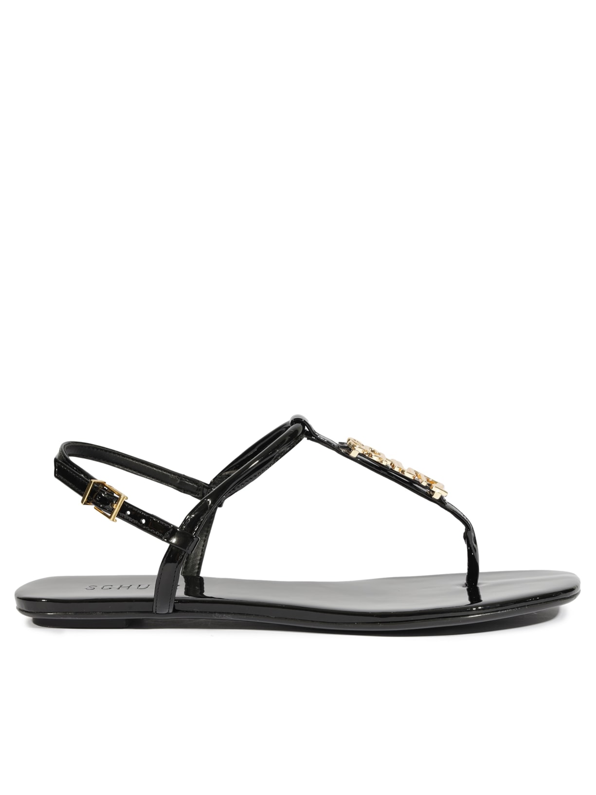 Sandália Feminina Rasteira Crystal Schutz Logo - Preto