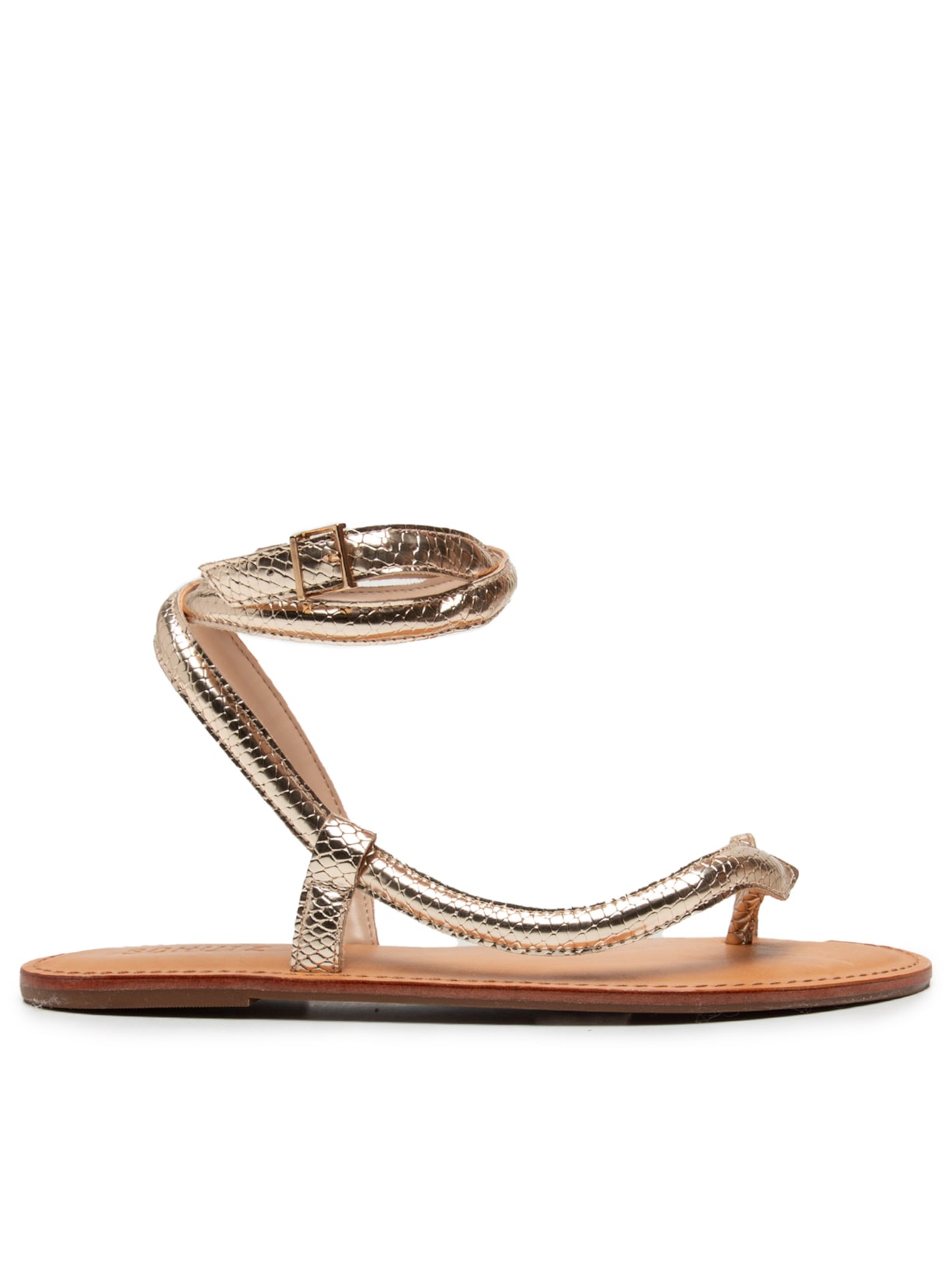 Sandália Feminina Rasteira De Tira - Dourado