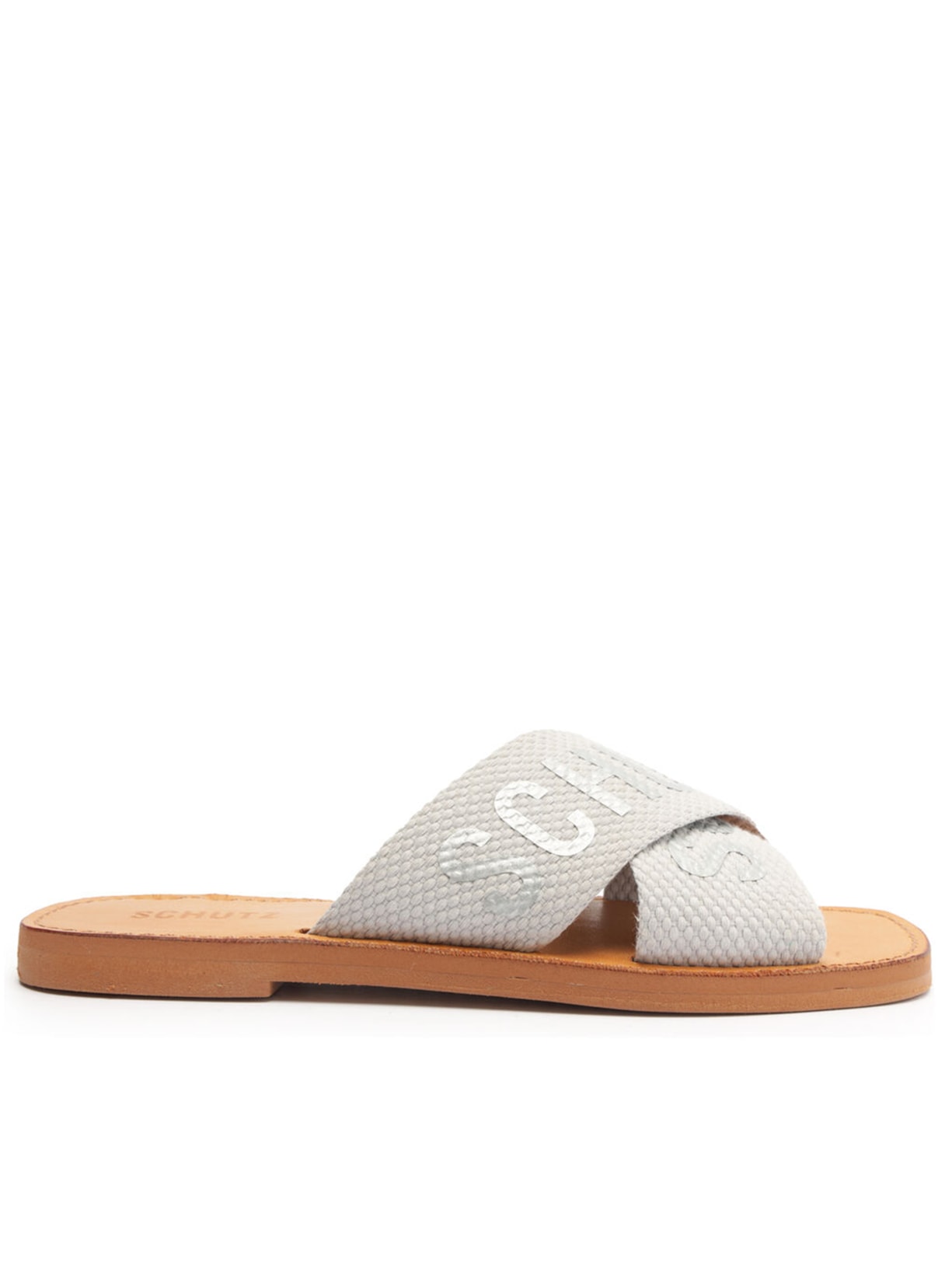 Sandália Feminina Rasteira De X Logo - Cinza