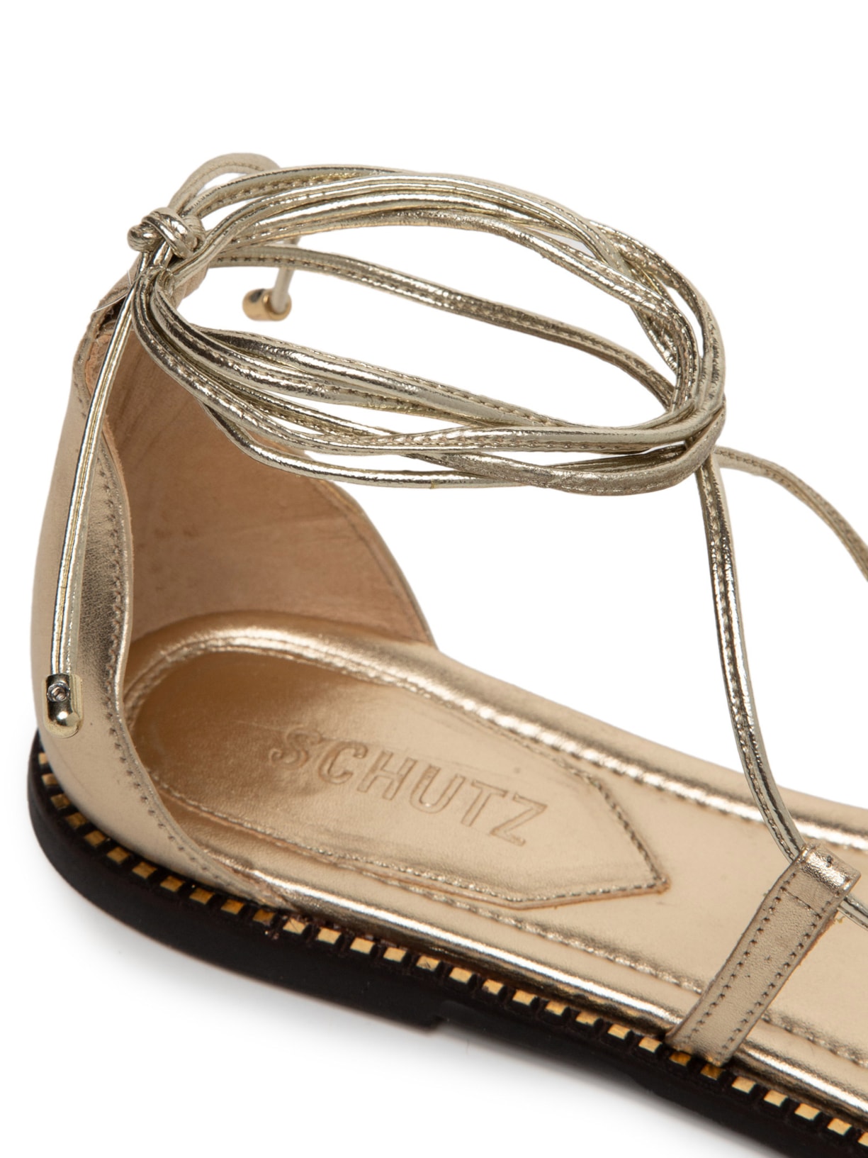 Sandália Feminina Rasteira Dourado Schutz