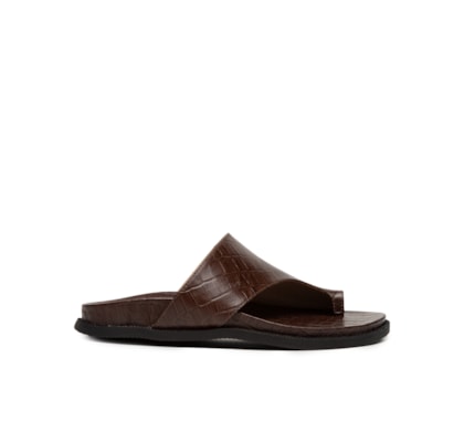 Sandália Feminina Rasteira Em Couro - Marrom