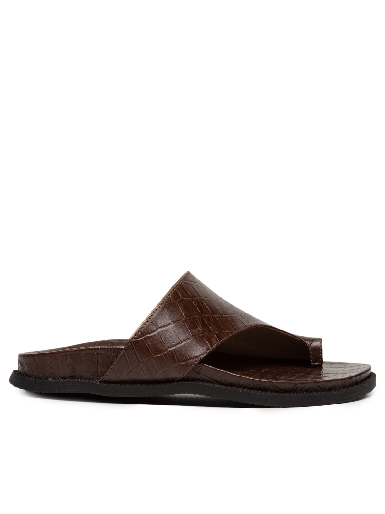 Sandália Feminina Rasteira Em Couro - Marrom