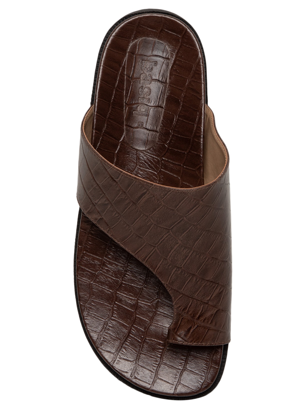 Sandália Feminina Rasteira Em Couro Marrom Basiq