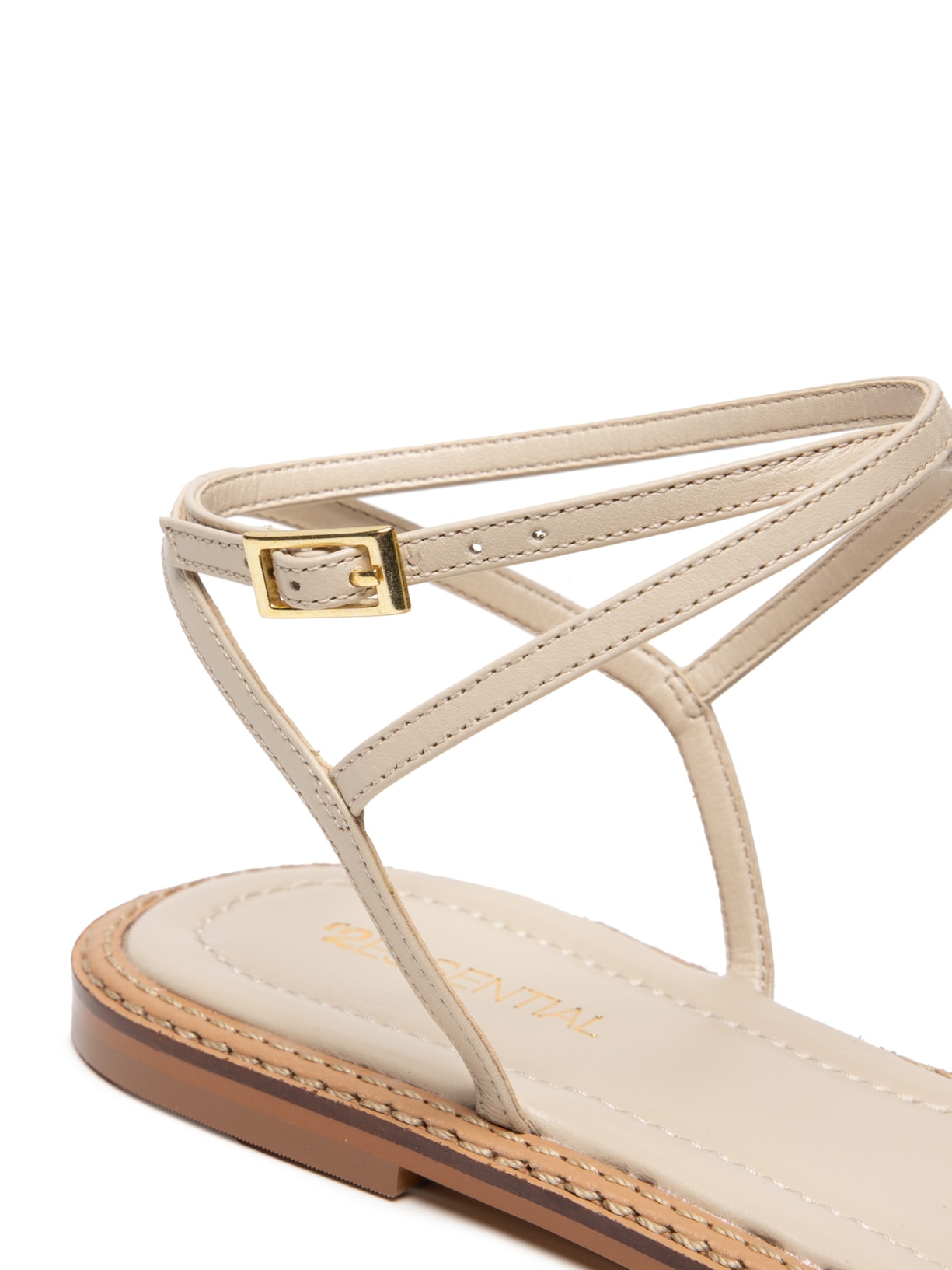 Sandália Feminina Rasteira Em Couro Off White '2Essential