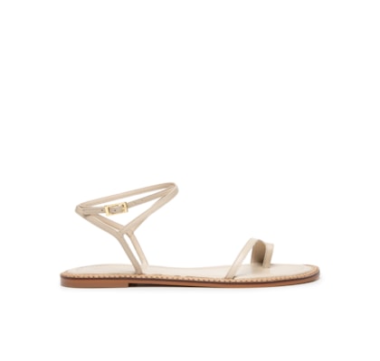 Sandália Feminina Rasteira Em Couro - Off White