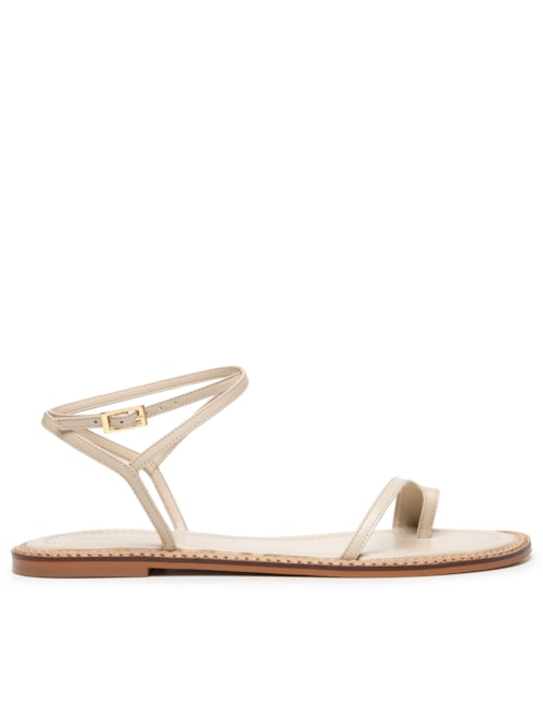 Sandália Feminina Rasteira Em Couro - Off White