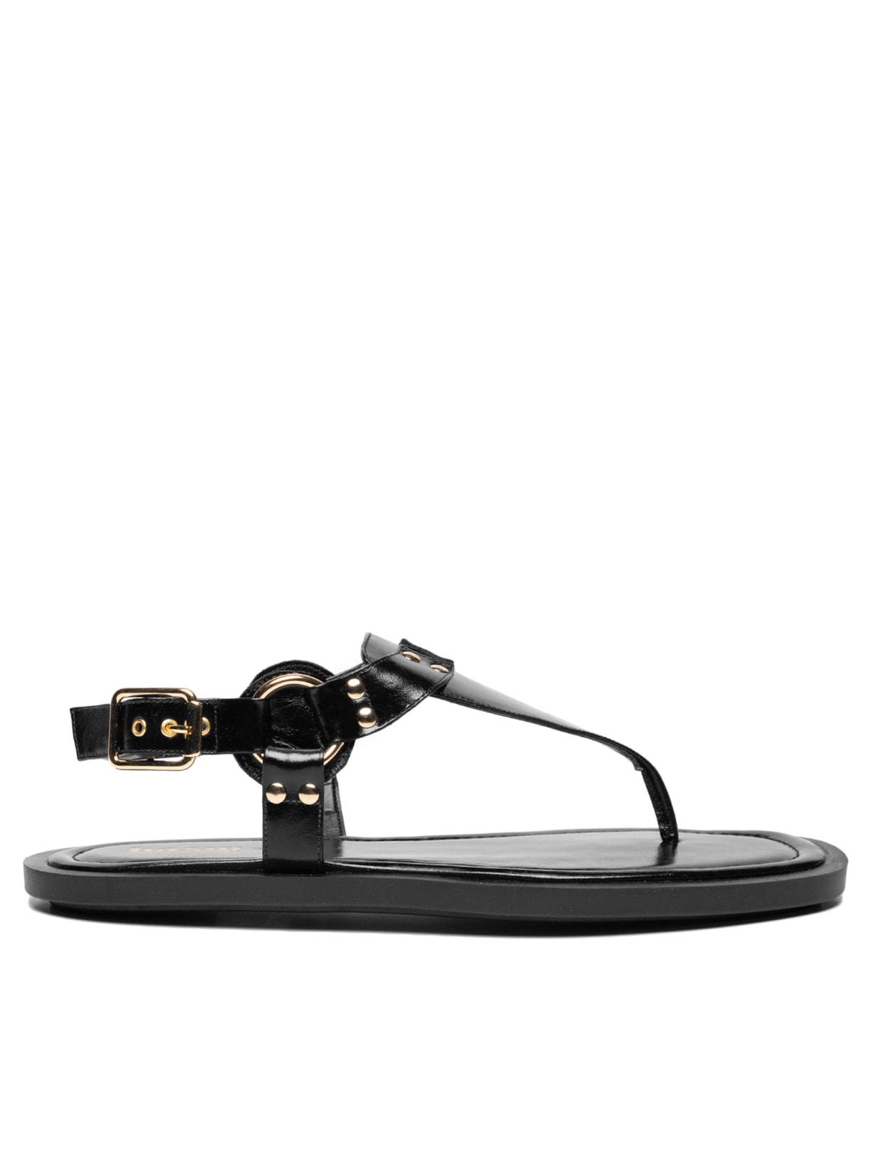 Sandália Feminina Rasteira Em Couro - Preto