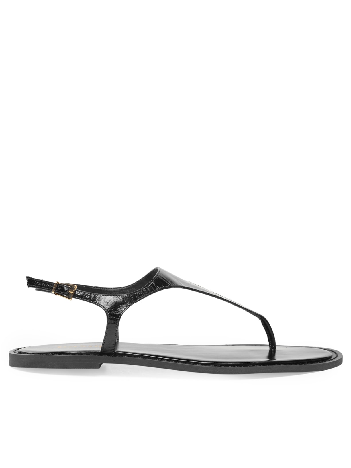 Sandália Feminina Rasteira Em Couro - Preto