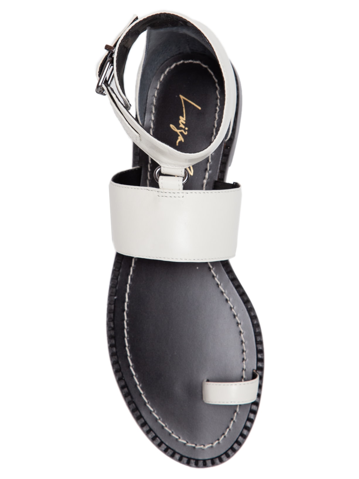 Sandália Feminina Rasteira Fecho Tornozelo Off White Luiza Barcelos