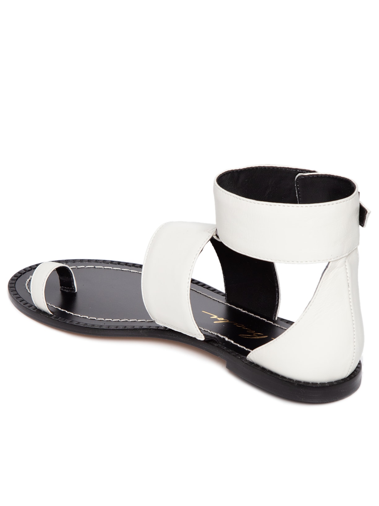 Sandália Feminina Rasteira Fecho Tornozelo Off White Luiza Barcelos