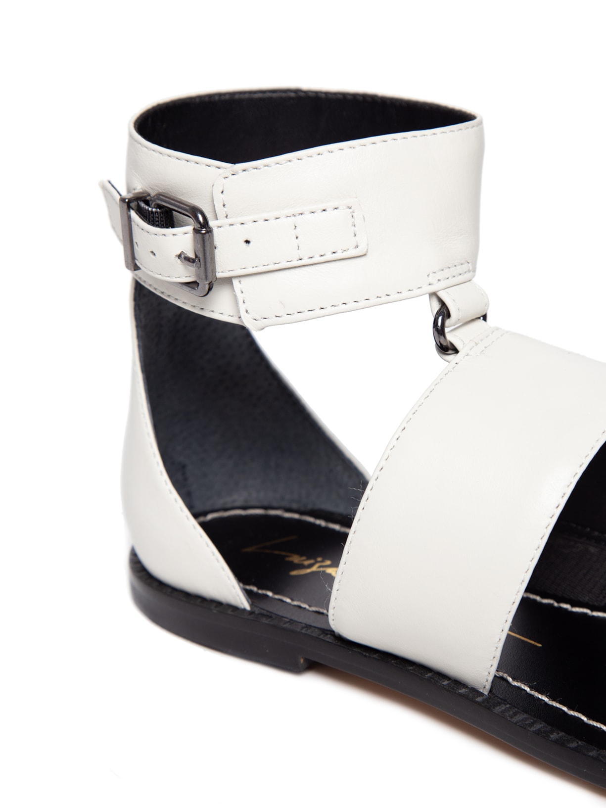 Sandália Feminina Rasteira Fecho Tornozelo Off White Luiza Barcelos