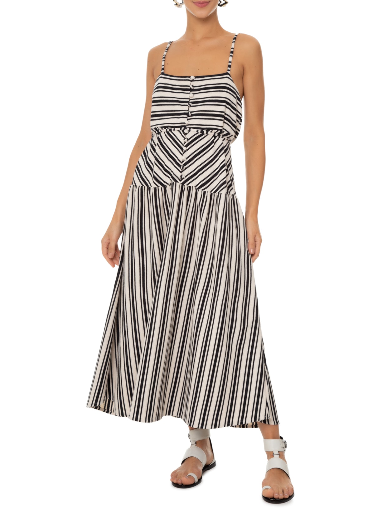 Sandália Feminina Rasteira Fecho Tornozelo Off White Luiza Barcelos