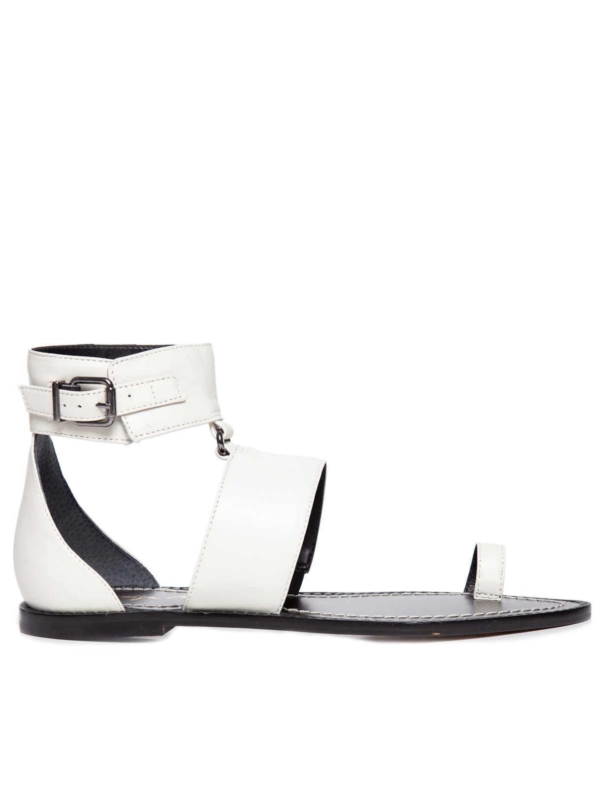 Sandália Feminina Rasteira Fecho Tornozelo Off White Luiza Barcelos