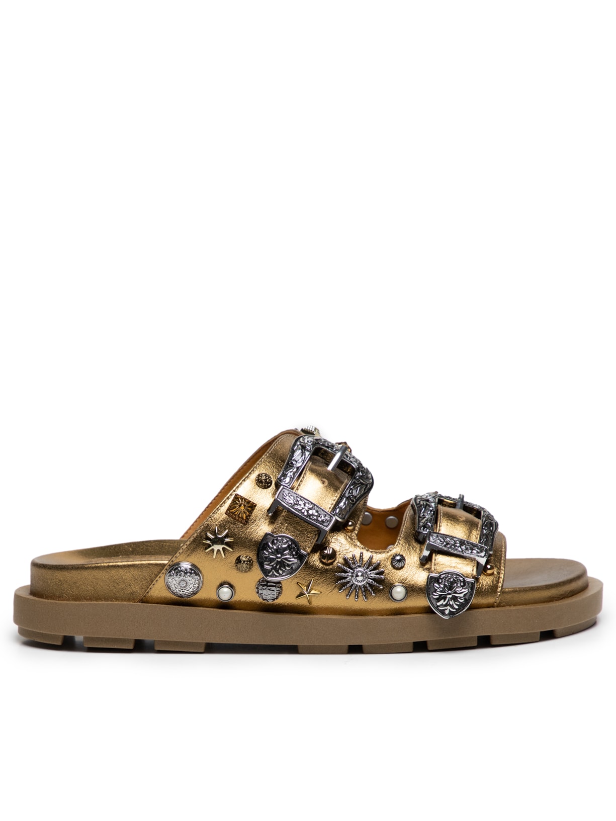 Sandália Feminina Rasteira Fivela - Dourado