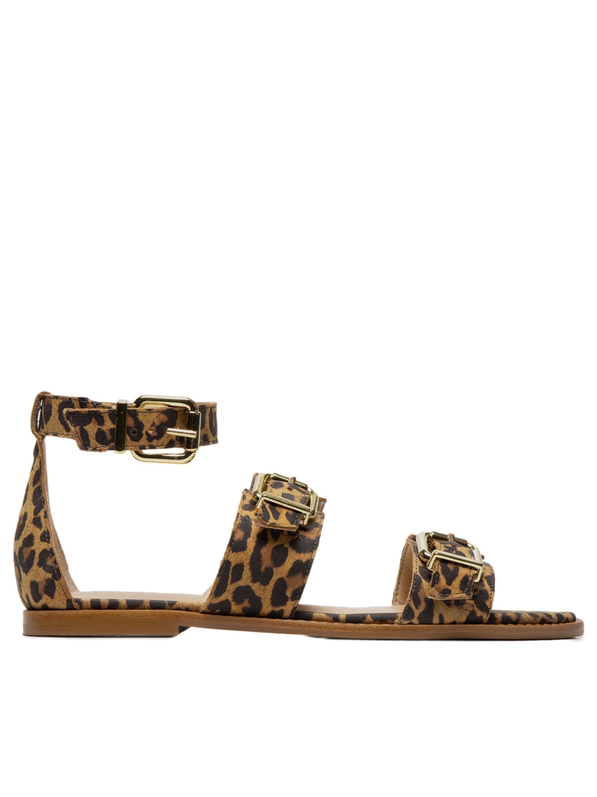 Sandália Feminina Rasteira Fivelas - Animal Print