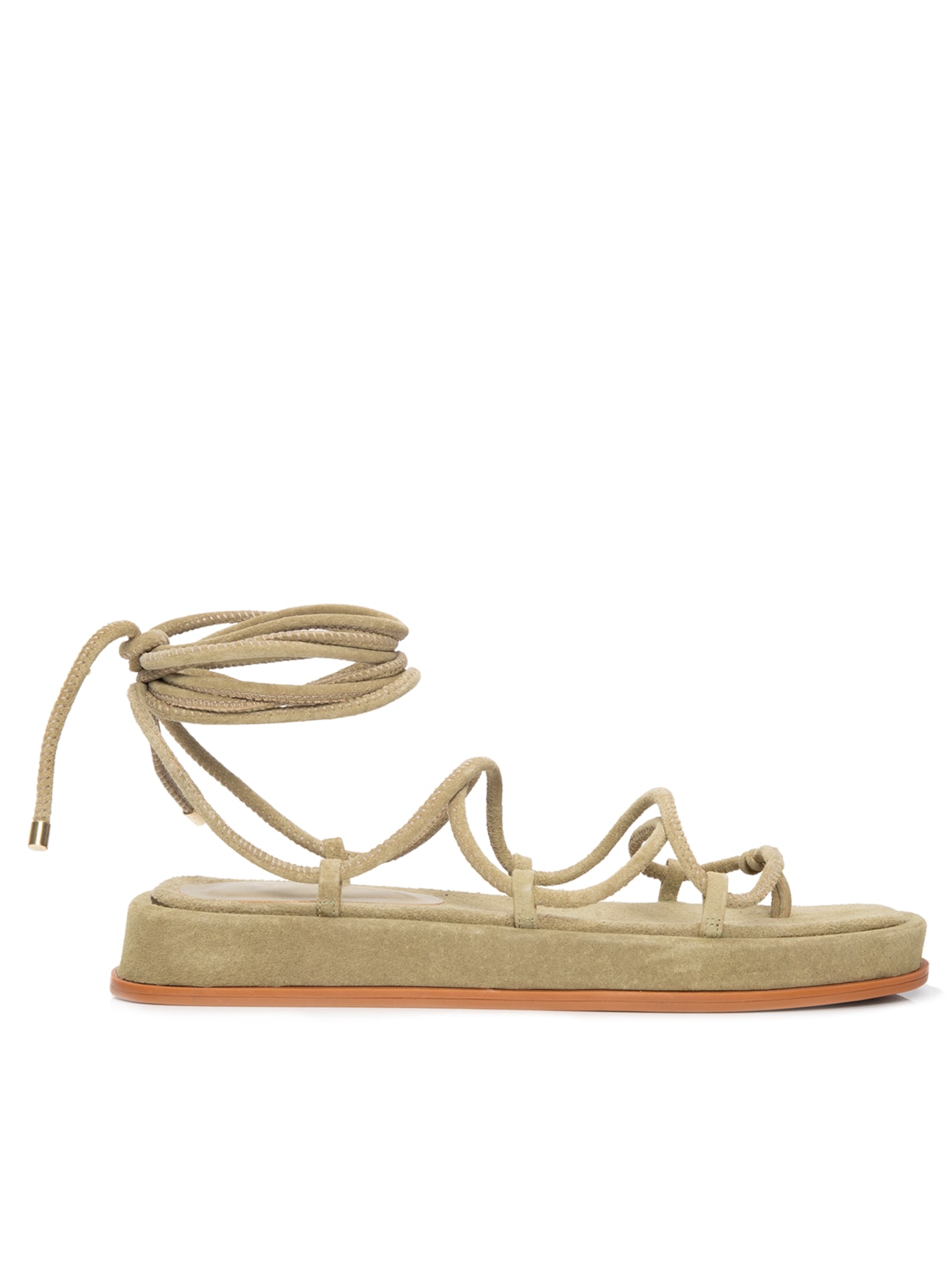 Sandália Feminina Rasteira Flat Camurça - Verde