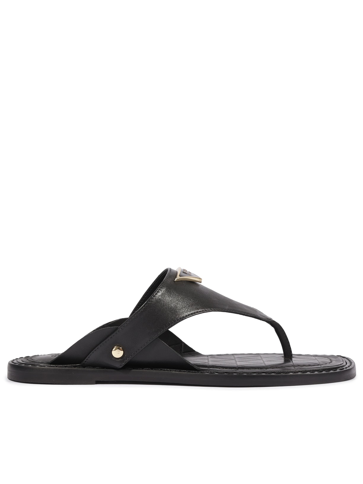 Sandália Feminina Rasteira Flat Shield Couro Preto Schutz