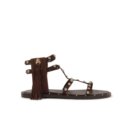 Sandália Feminina Rasteira Kanya Flat Couro - Marrom