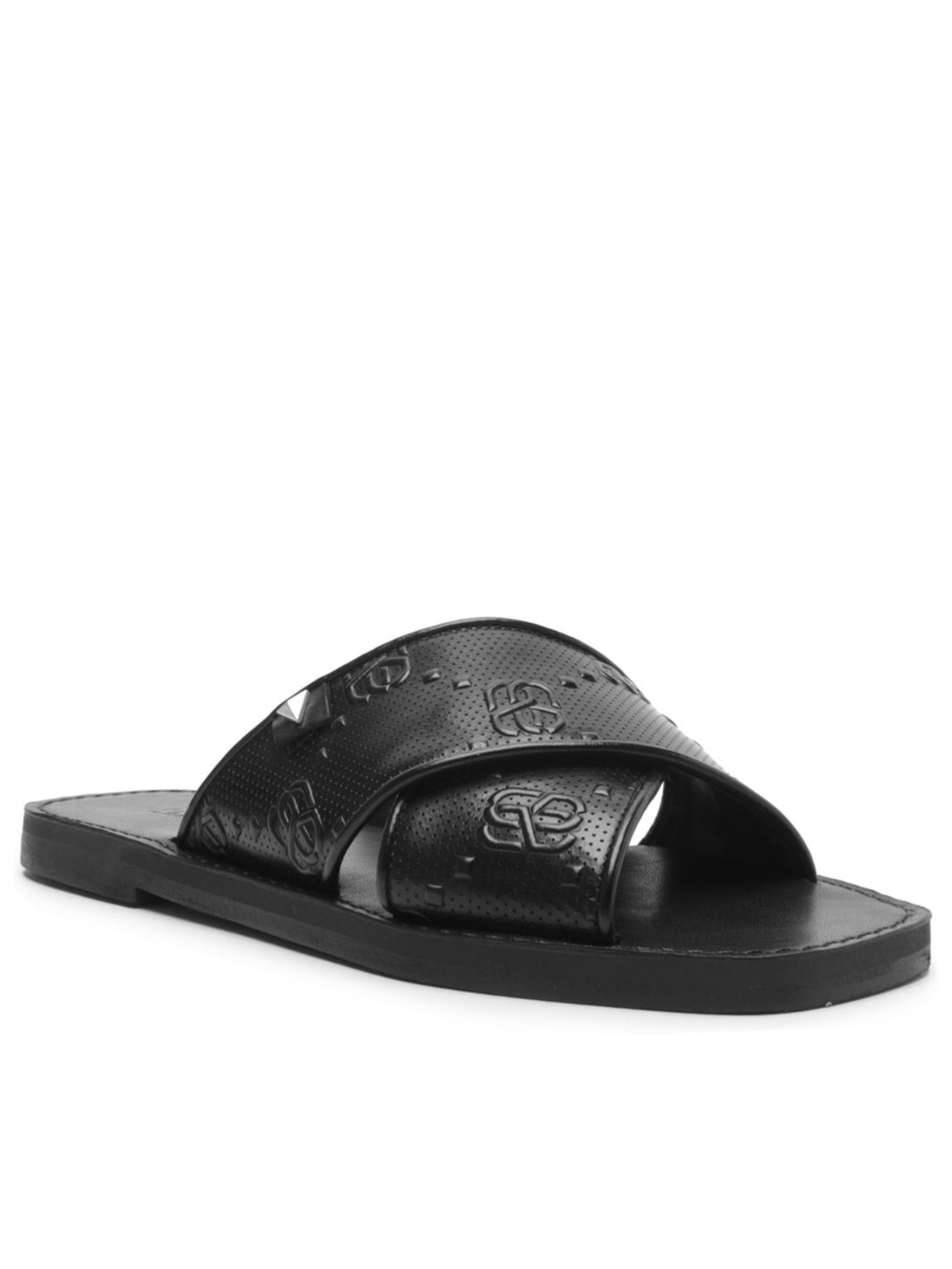 Sandália Feminina Rasteira Logo Preto Schutz