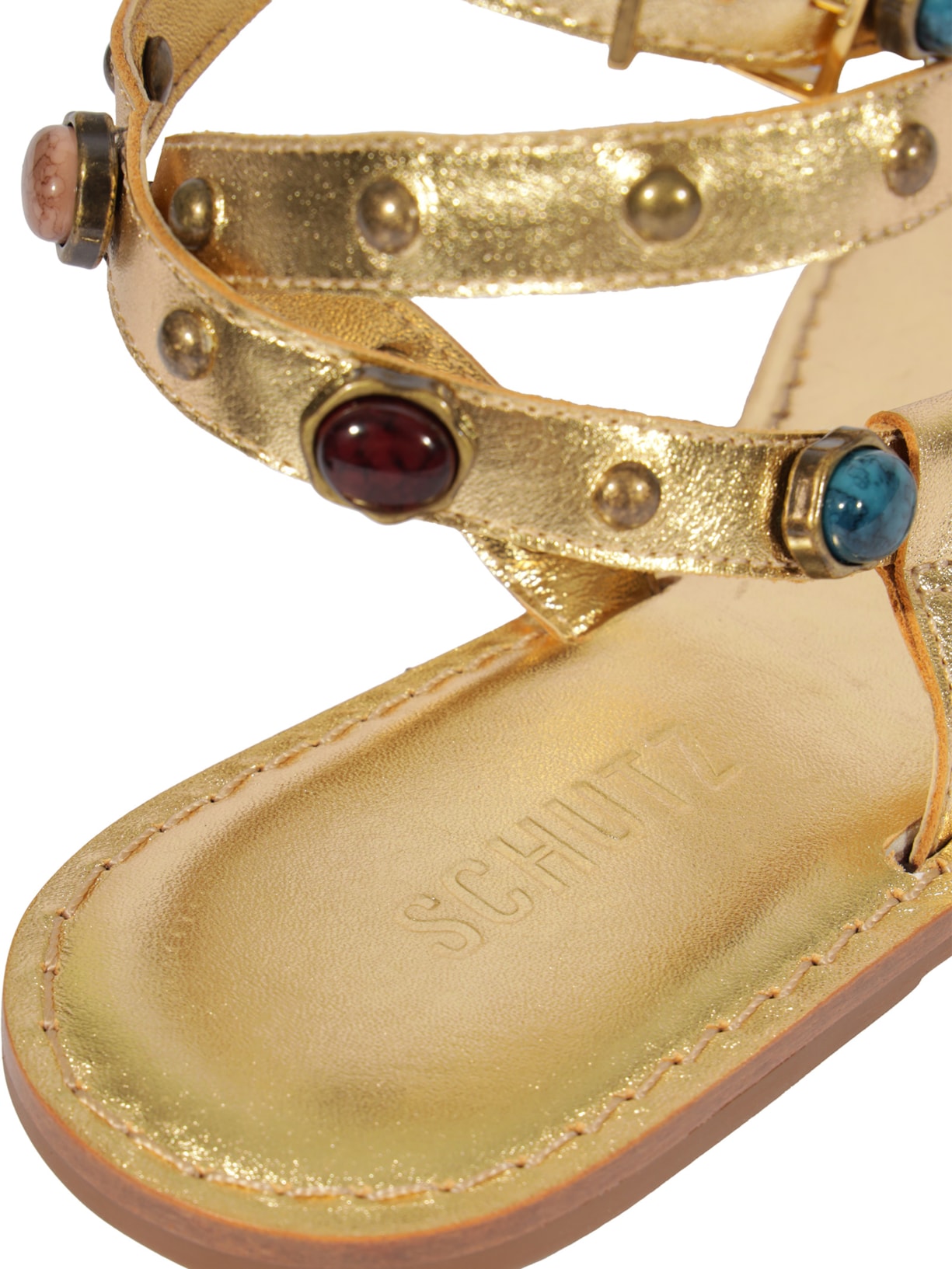 Sandália Feminina Rasteira Lux Leather Dourado Schutz