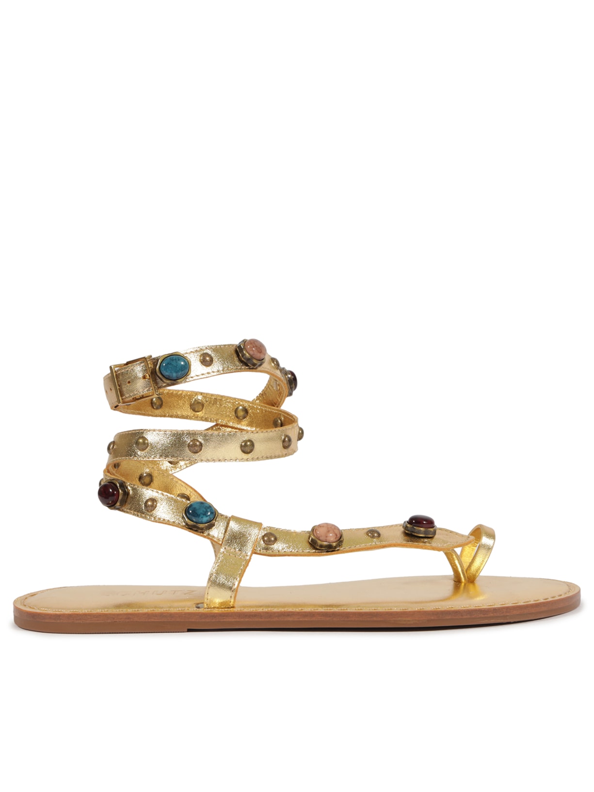 Sandália Feminina Rasteira Lux Leather Dourado Schutz