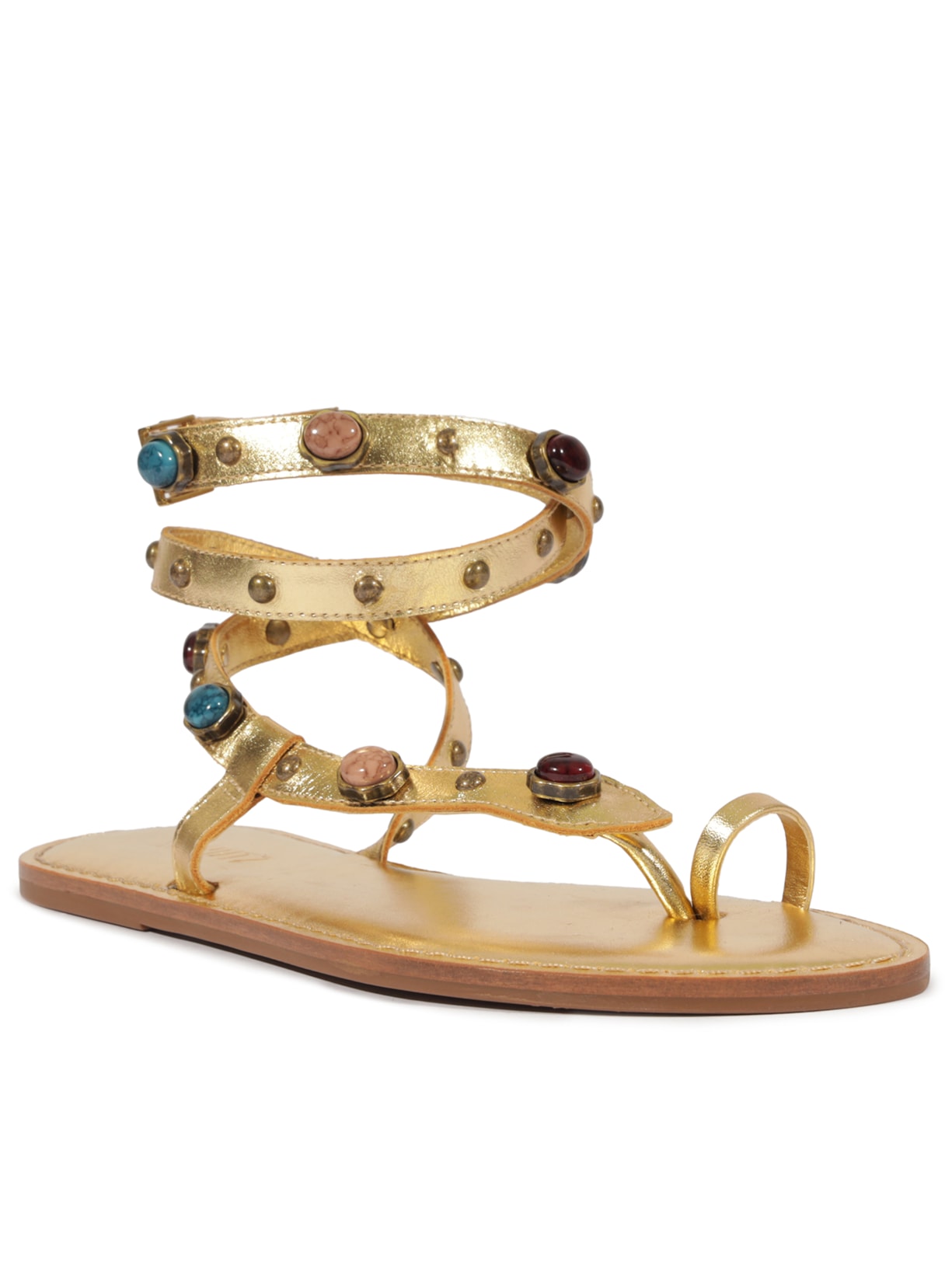 Sandália Feminina Rasteira Lux Leather Dourado Schutz