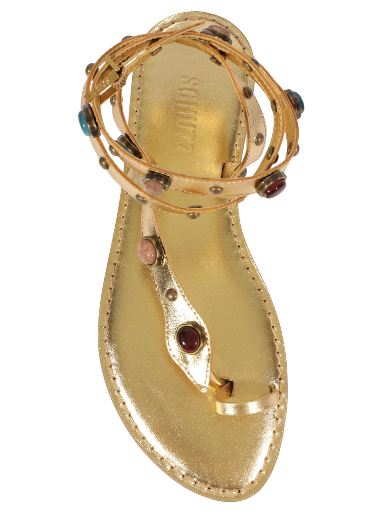 Sandália Feminina Rasteira Lux Leather Dourado Schutz