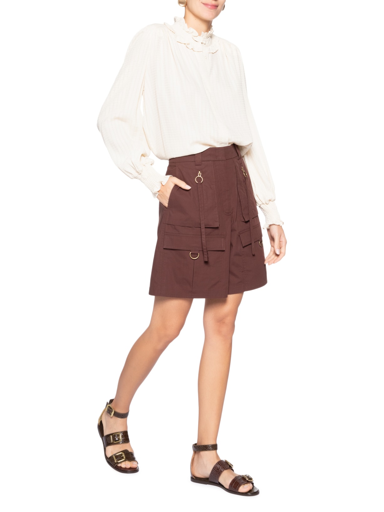 Sandália Feminina Rasteira Marrom Luiza Barcelos