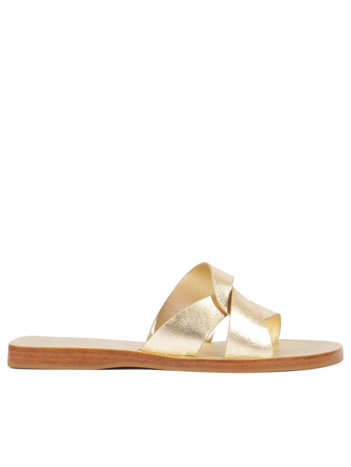 Sandália Feminina Rasteira Metalic Napa Platina - Dourado