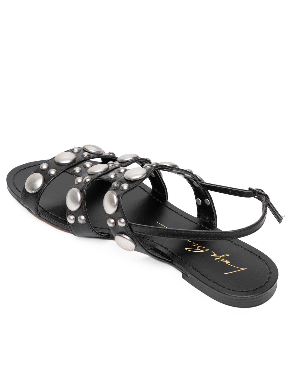 Sandália Feminina Rasteira Mix Esferas Preto Luiza Barcelos