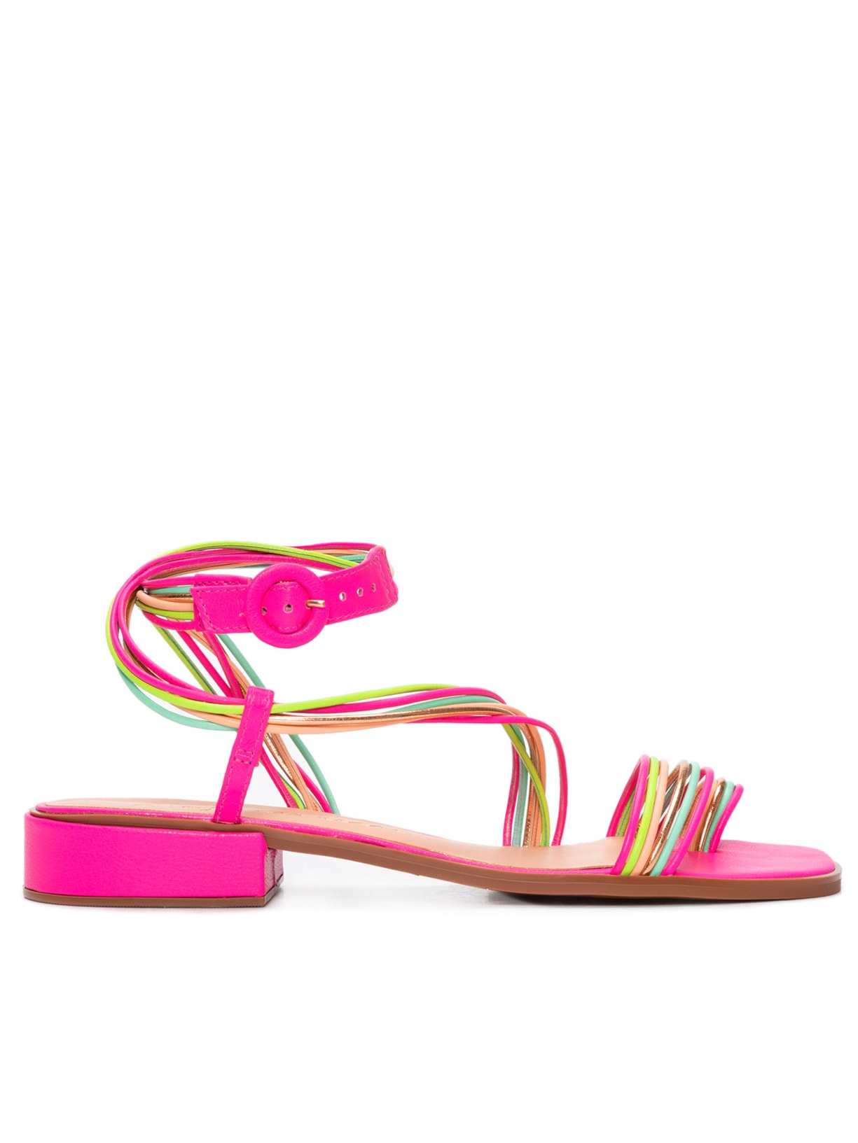 Sandália Feminina Rasteira Multi Tiras Finas - Rosa