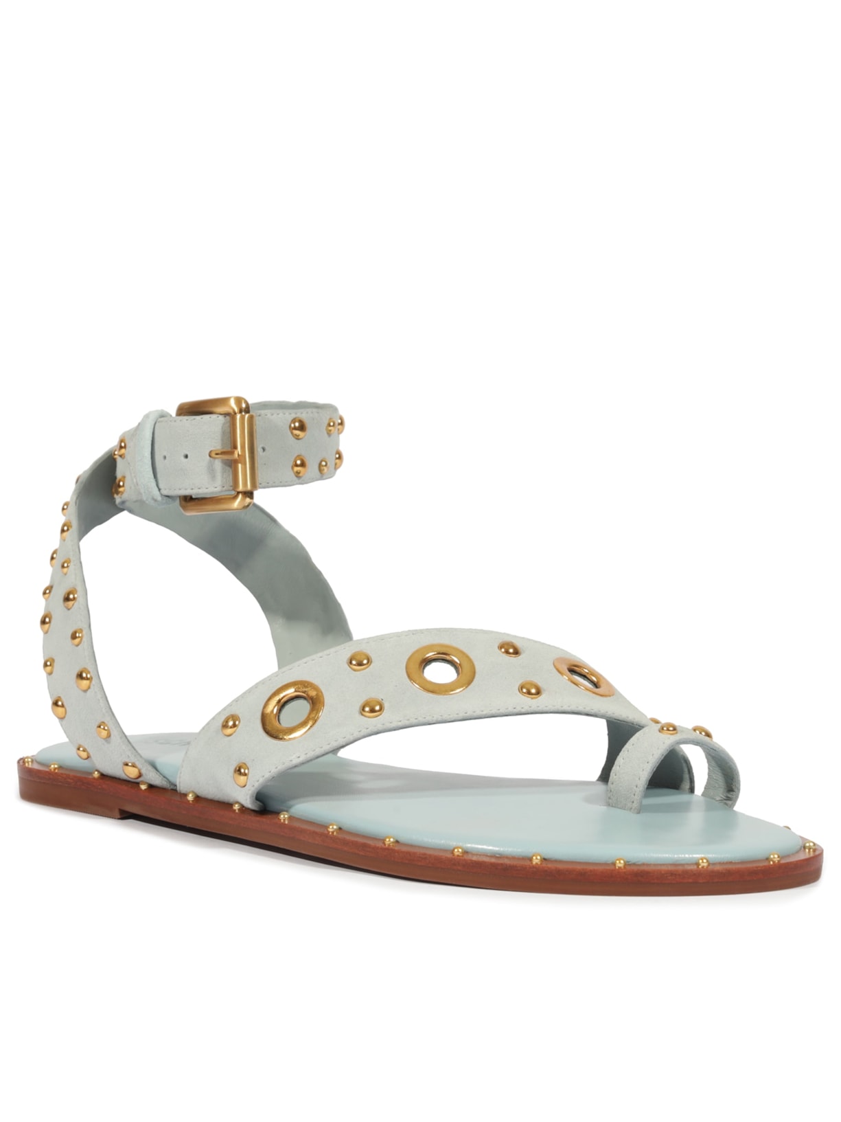 Sandália Feminina Rasteira Nobuck Azul Schutz