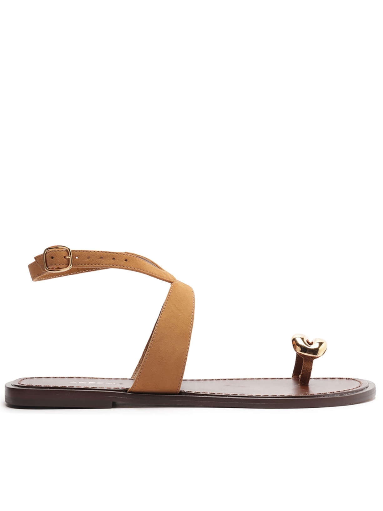 Sandália Feminina Rasteira Nobuck Metal Bold - Marrom