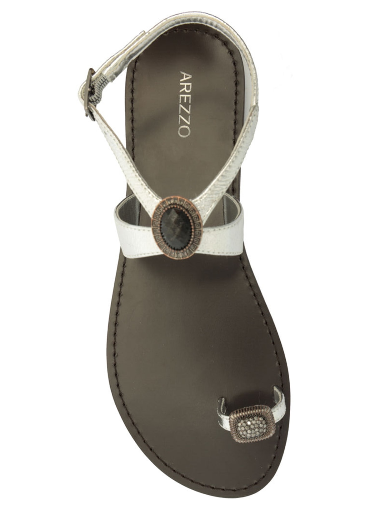 Sandália Feminina Rasteira Pedraria Prateado Arezzo