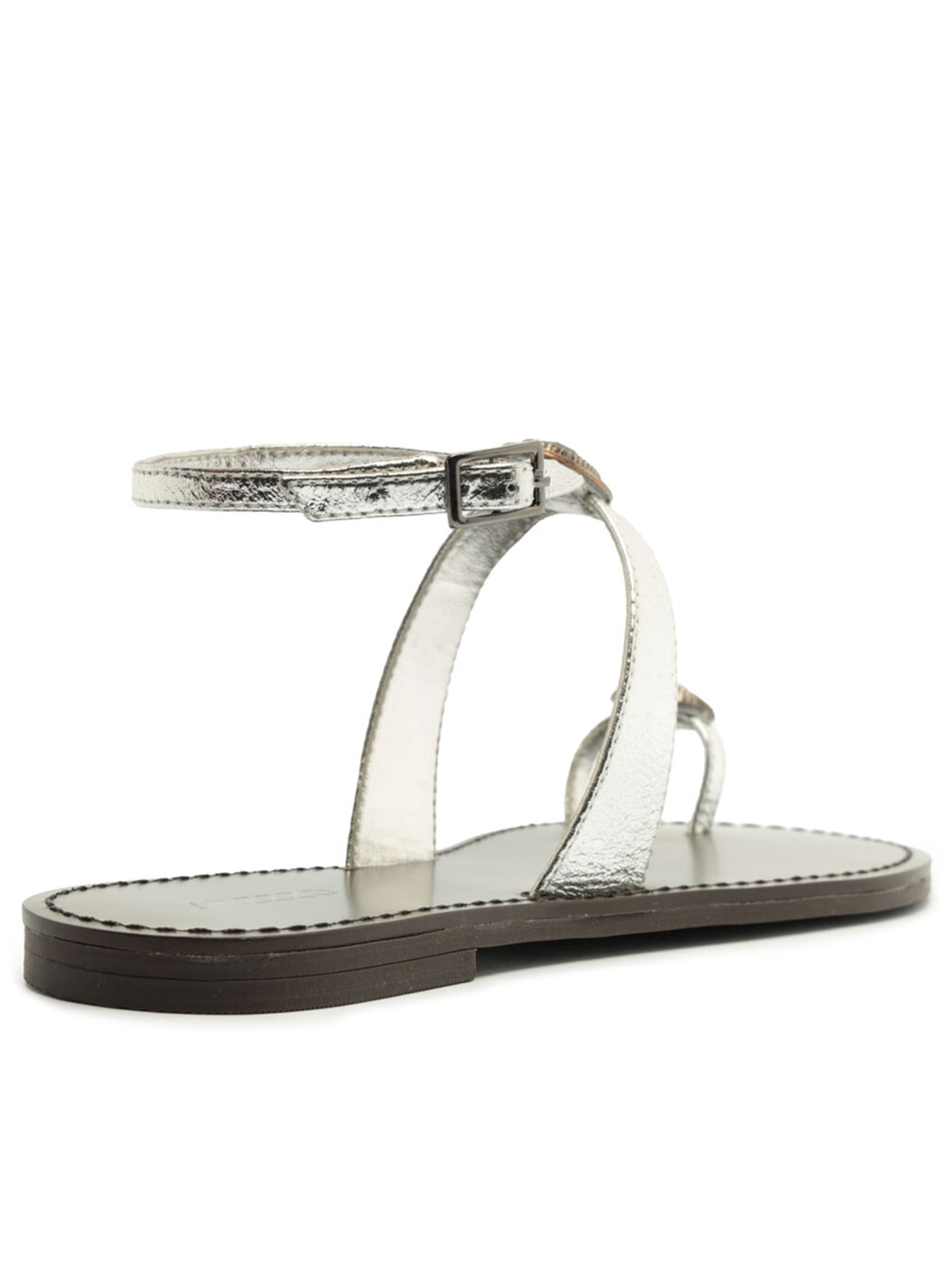 Sandália Feminina Rasteira Pedraria Prateado Arezzo