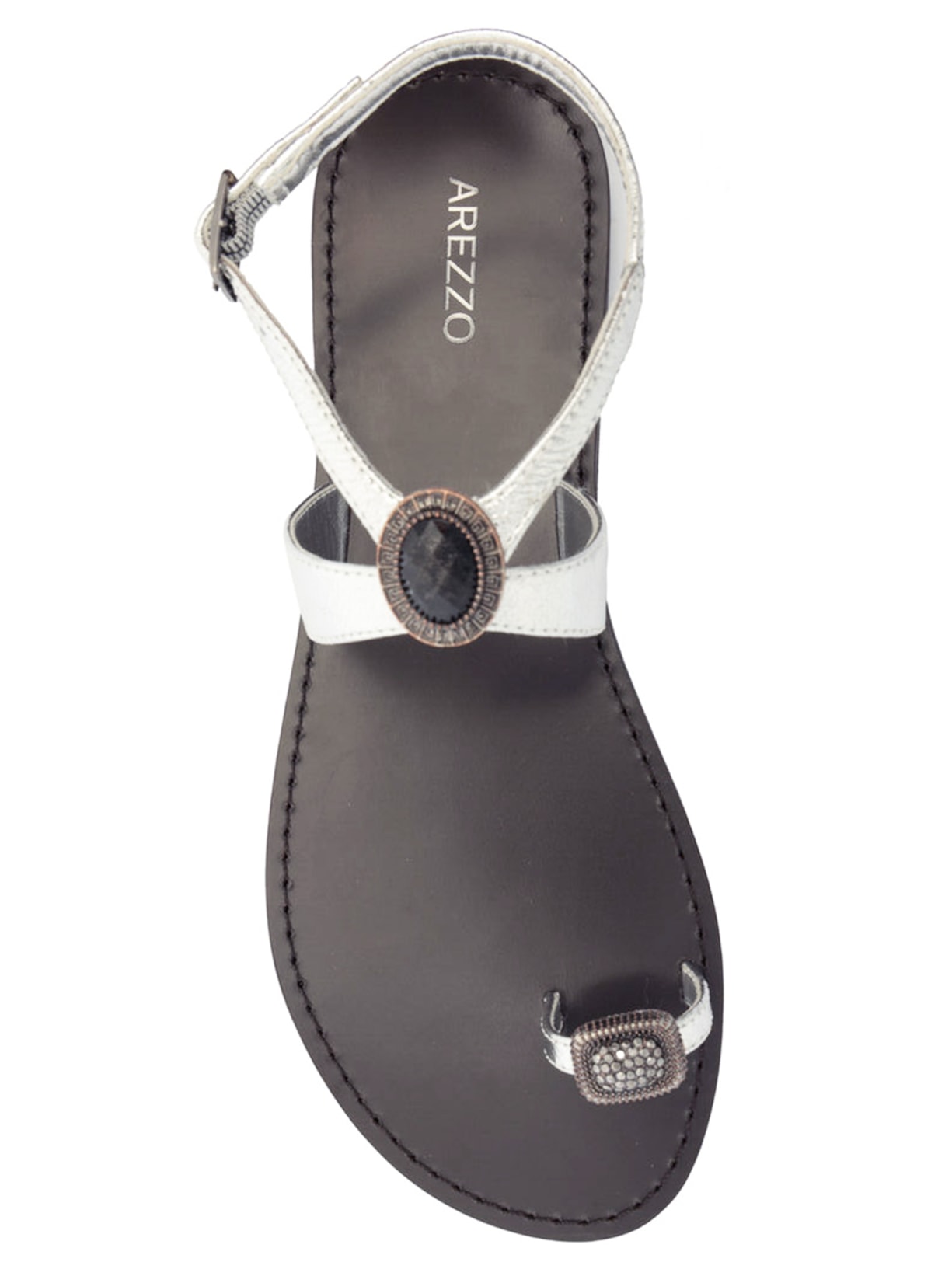 Sandália Feminina Rasteira Pedraria Prateado Arezzo