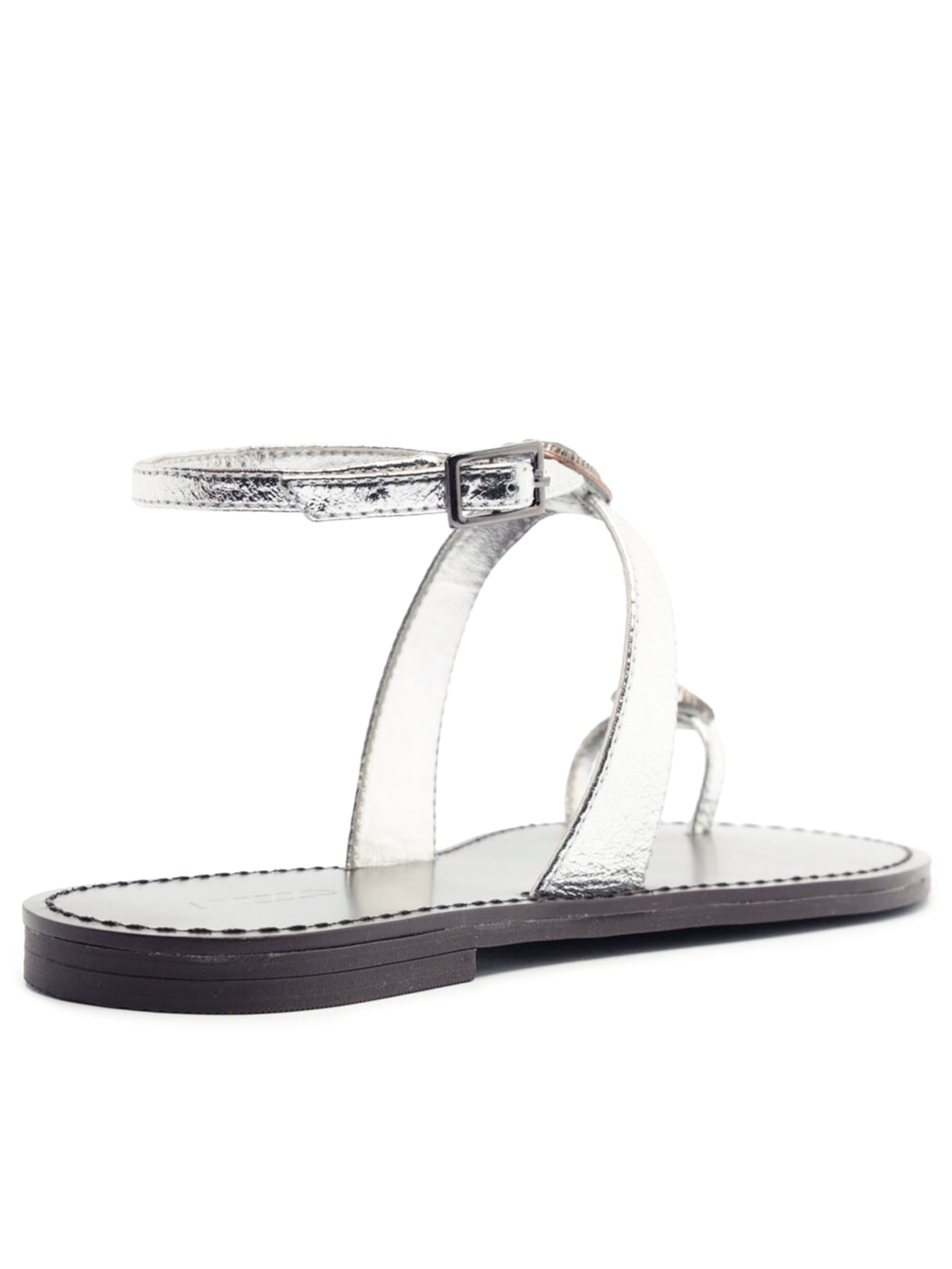 Sandália Feminina Rasteira Pedraria Prateado Arezzo