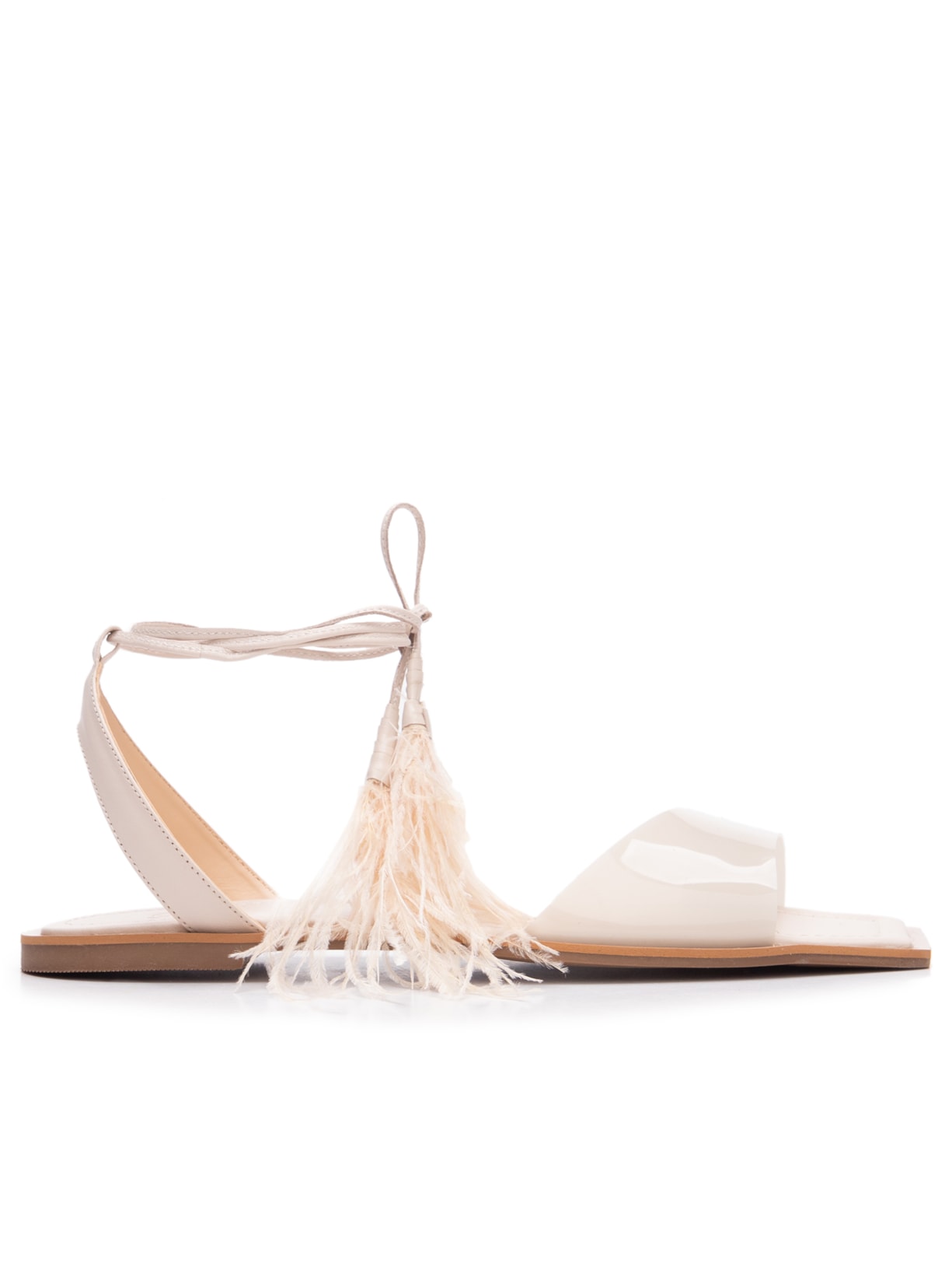 Sandália Feminina Rasteira Plumas - Off White