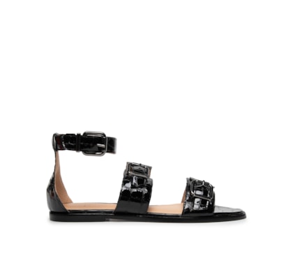 Sandália Feminina Rasteira - Preto