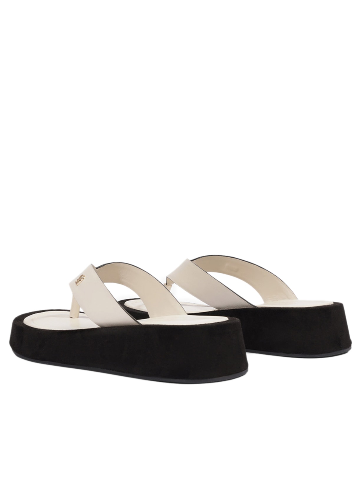 Sandália Feminina Rasteira Shop Flatform Couro Branco Schutz