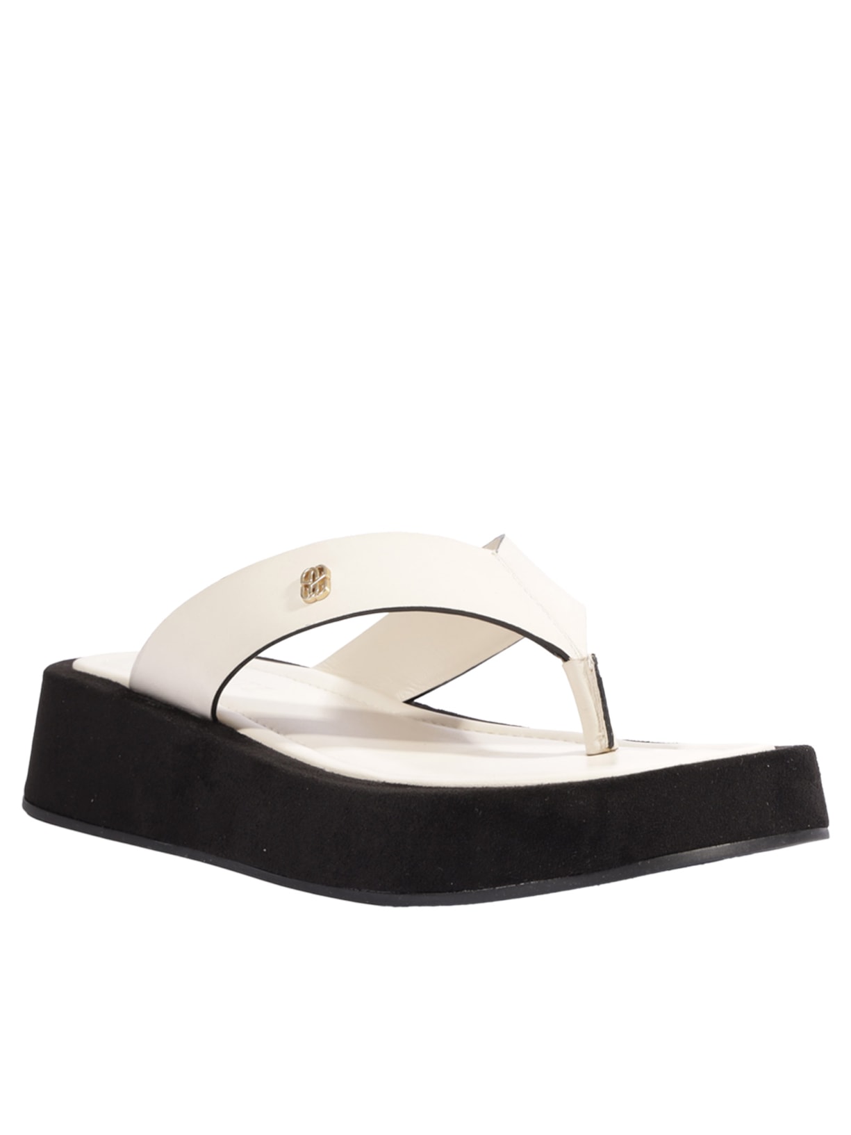 Sandália Feminina Rasteira Shop Flatform Couro Branco Schutz