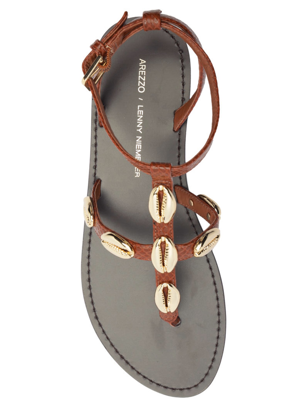 Sandália Feminina Rasteira Skin Búzios Marrom Arezzo + Lenny Niemeyer